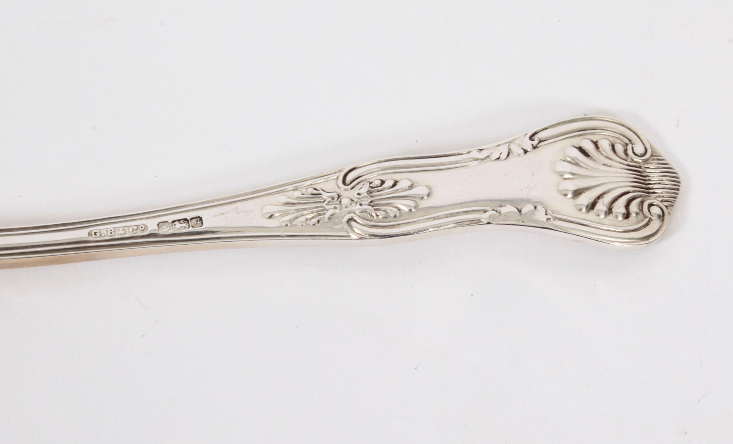 Antique Canteen x12 Sterling Silver Cutlery Kings Pattern London 1905 5
