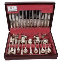 Antique Canteen x12 Sterling Silver Cutlery Kings Pattern London 1905