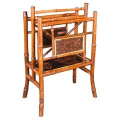 Antique Canterbury, Chinese, Bamboo Magazine Stand, Rack, Chinoiserie, Victorian