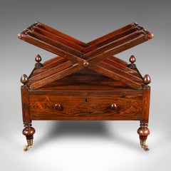 Antique Canterbury Rack, English, 3 Section, Magazine, Newspaper Stand, Regency