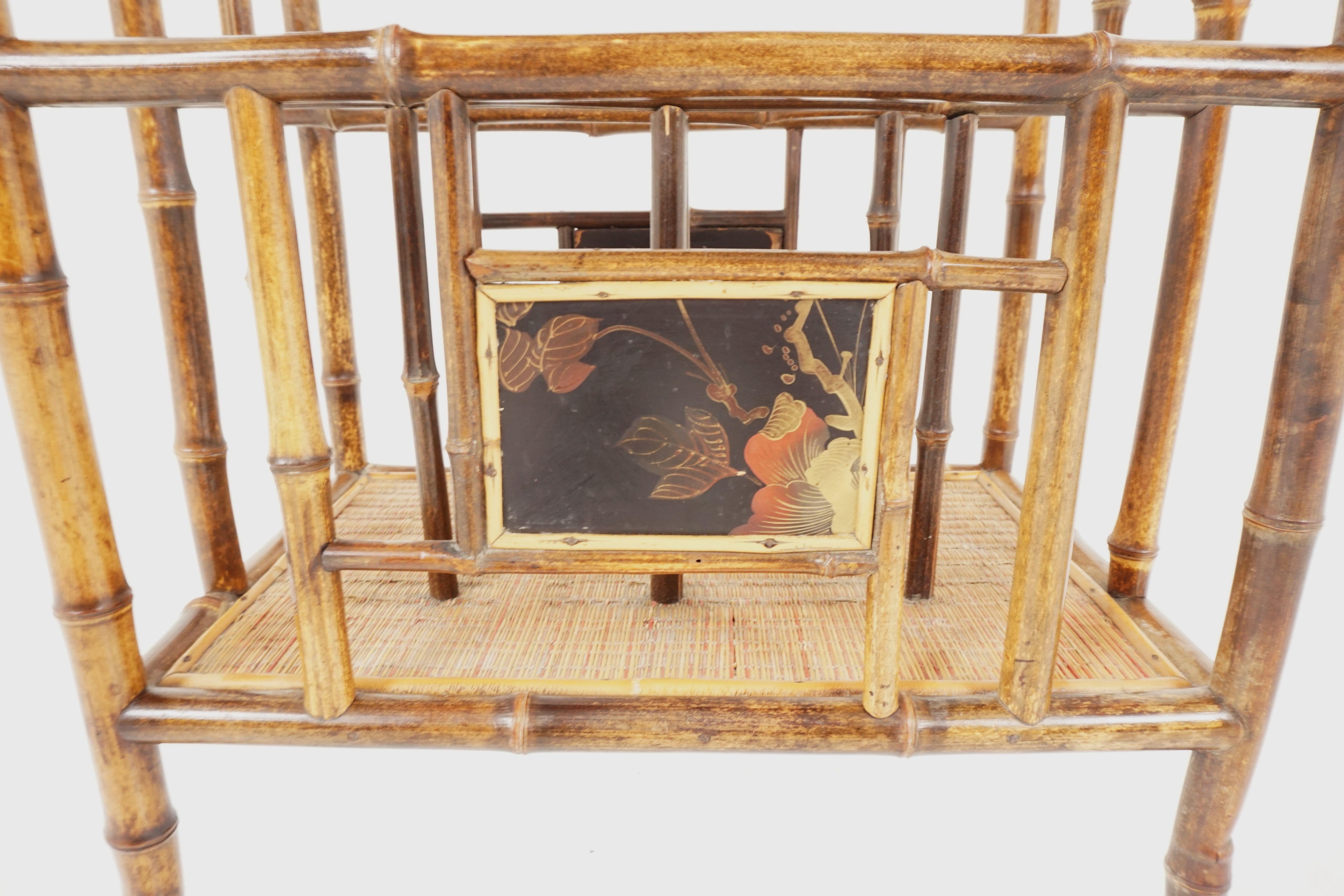 Antiker Canterbury-Regal, orientalischer Bambus-Musikständer, Zeitschriftenständer, 1880er Jahre, H128 im Angebot 2