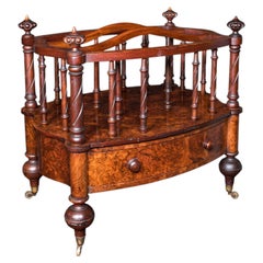 Antique Canterbury Stand, English, Burr Walnut, Newspaper, Magazine, Regency