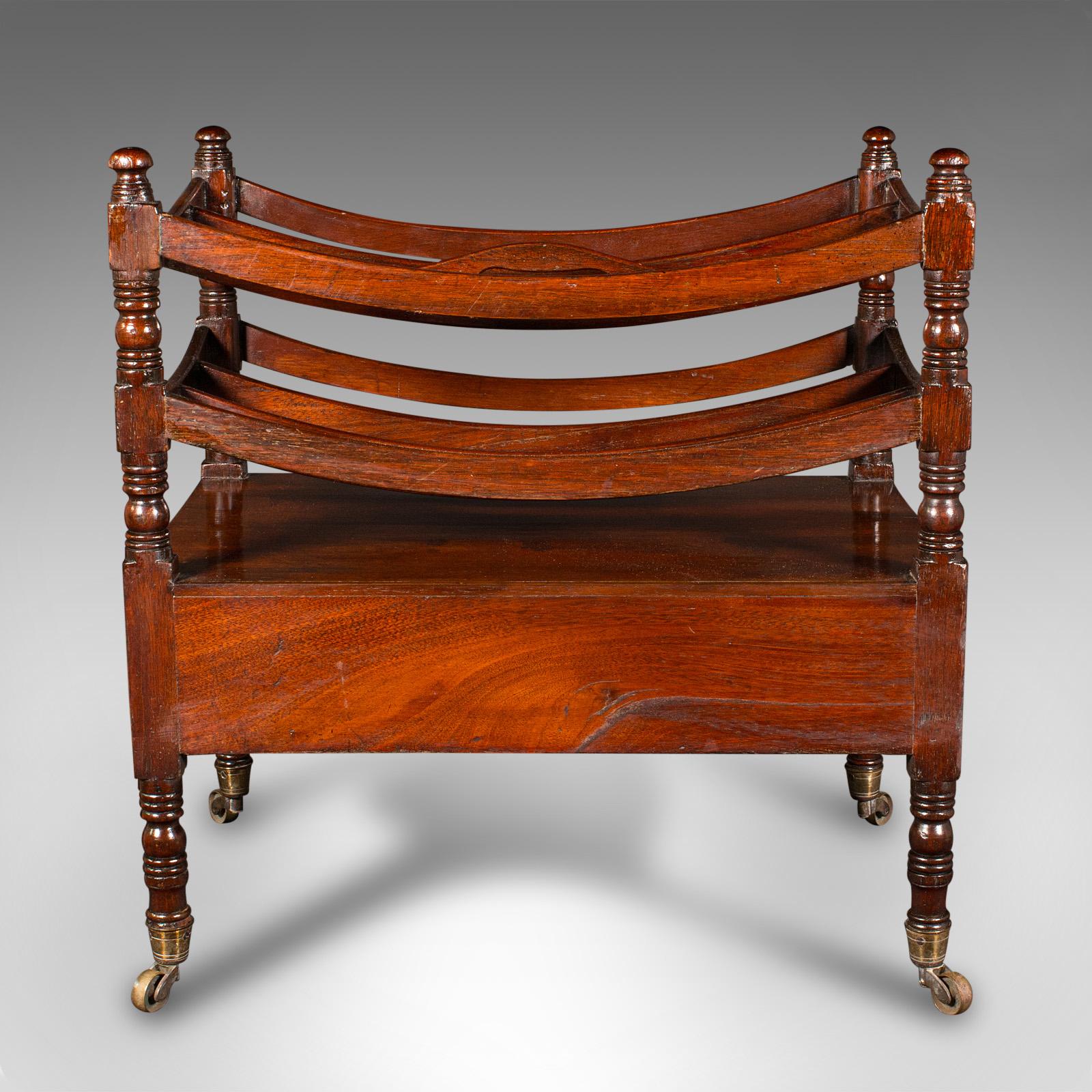 Britannique Stand antique Canterbury, anglais, porte-revues, salon, jardin d'hiver, Regency en vente