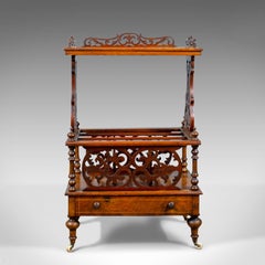 Antique Canterbury Table, English, Victorian, Music Stand, Walnut, circa 1860