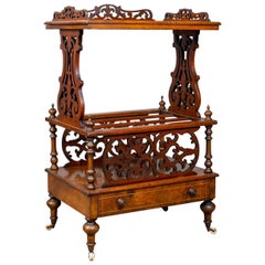 Antique Canterbury Table, English, Victorian, Music Stand, Walnut, circa 1860