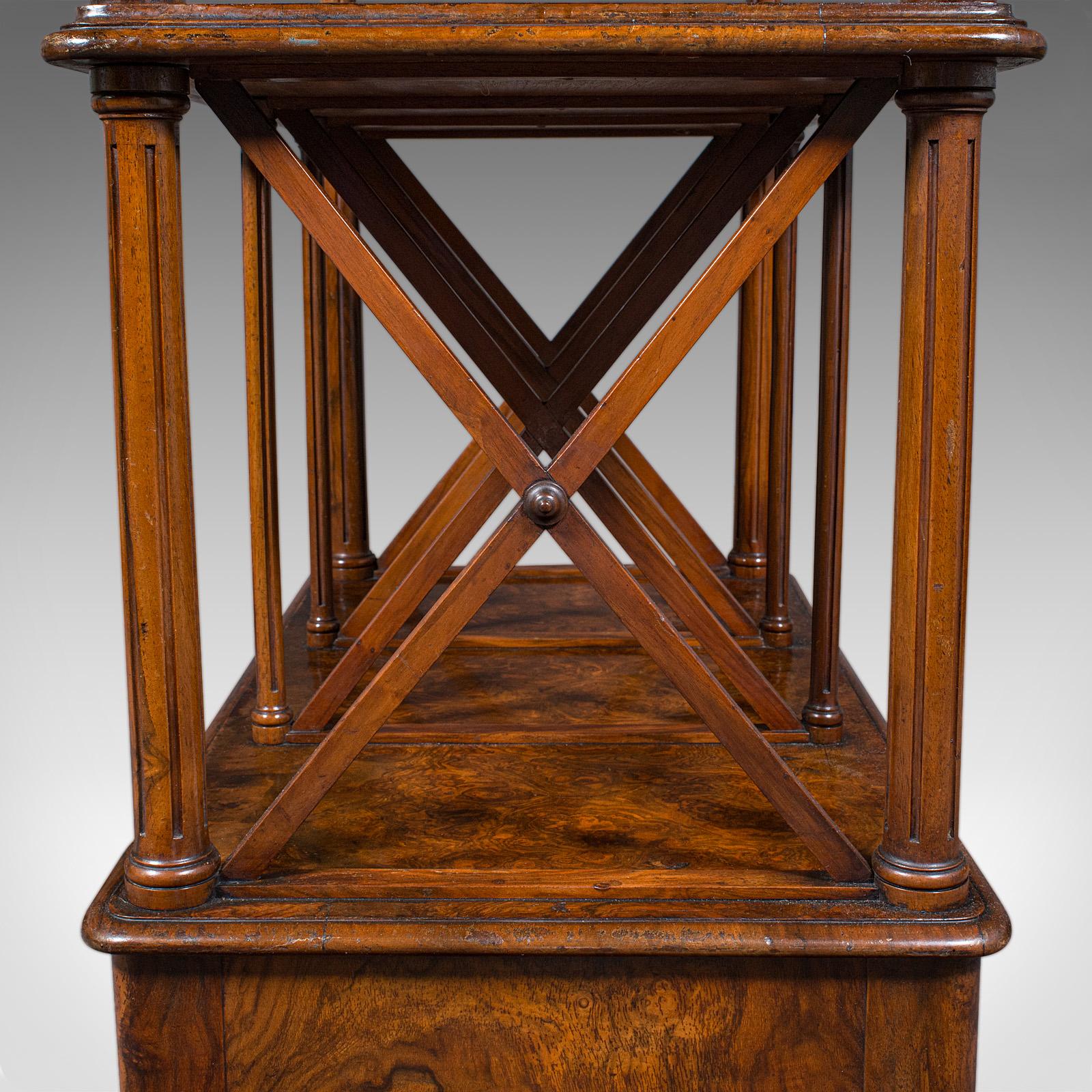 Antique Canterbury Whatnot, English Burr Walnut, Display Stand, Etagere, Regency For Sale 4