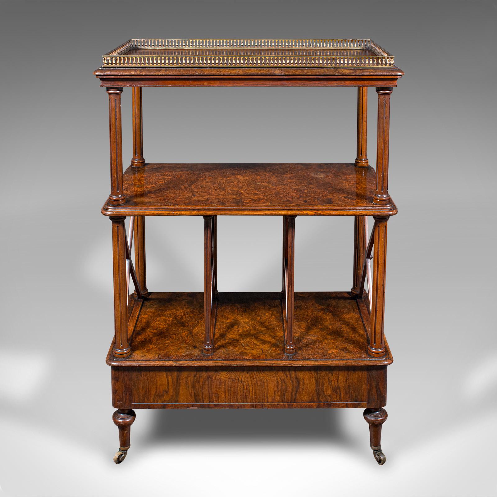 Antique Canterbury Whatnot, English Burr Walnut, Display Stand, Etagere, Regency In Good Condition For Sale In Hele, Devon, GB