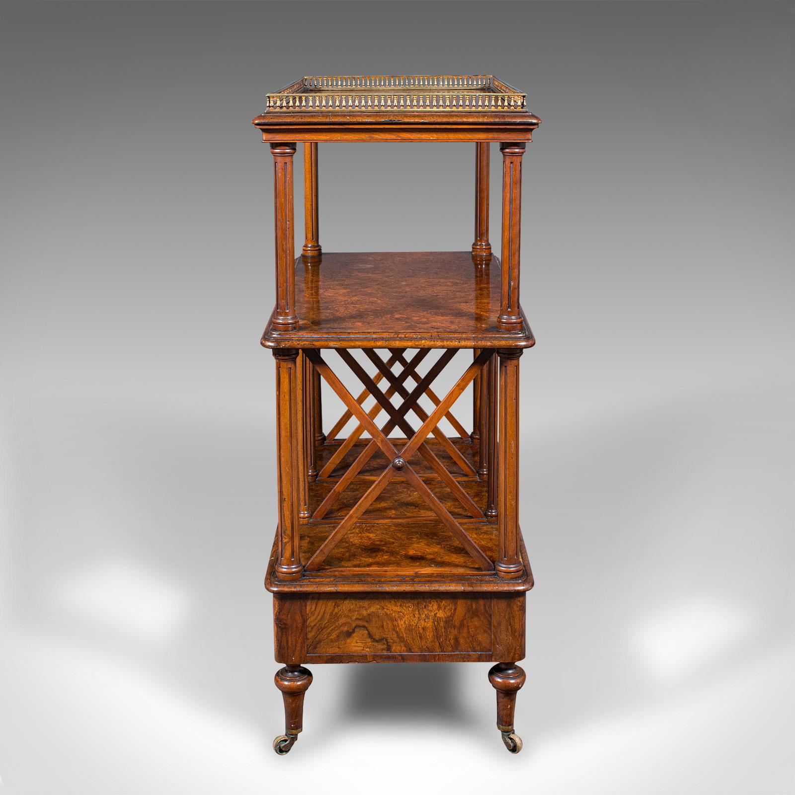 Early 19th Century Antique Canterbury Whatnot, English Burr Walnut, Display Stand, Etagere, Regency For Sale