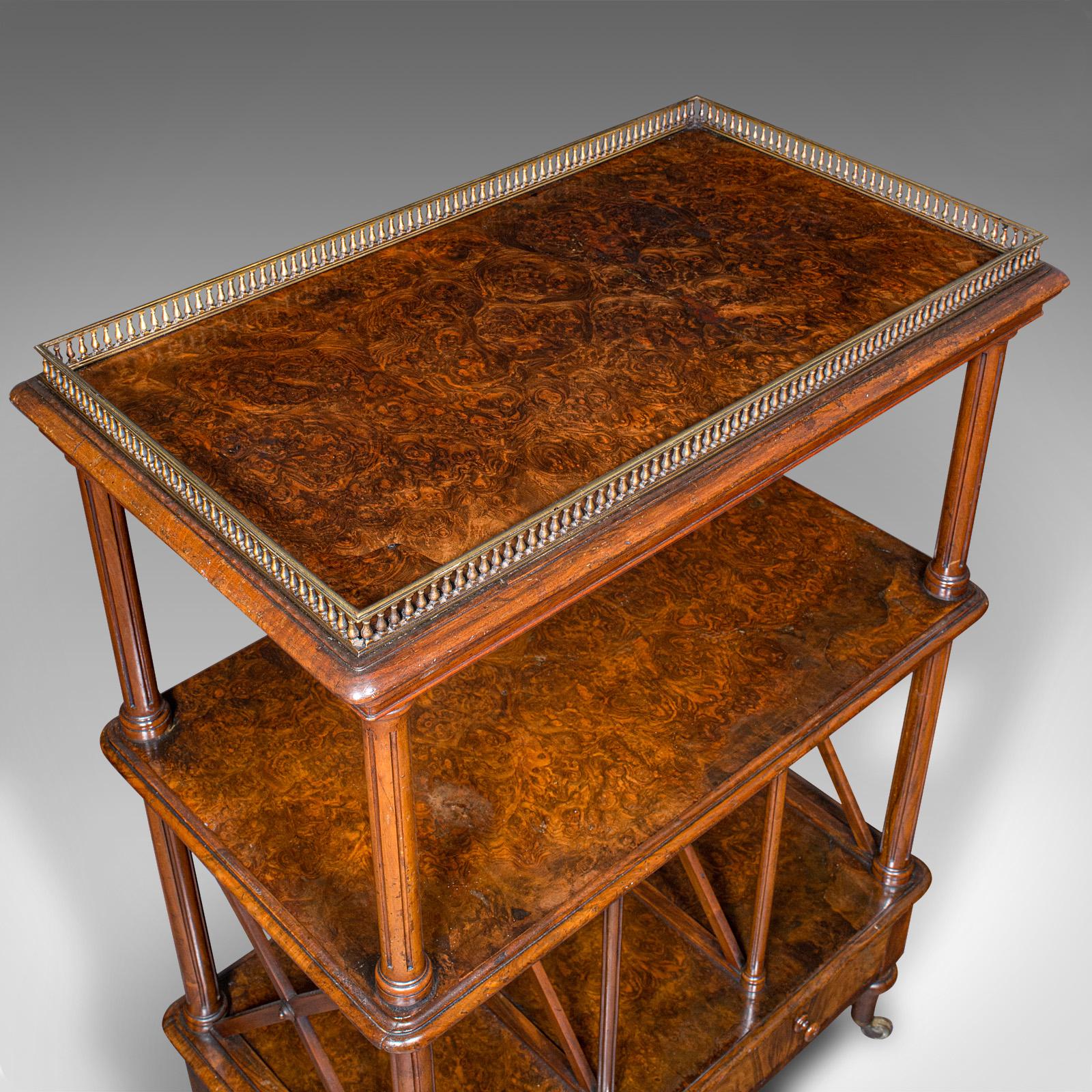 Antique Canterbury Whatnot, English Burr Walnut, Display Stand, Etagere, Regency For Sale 1