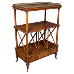 Antique Canterbury Whatnot, English Burr Walnut, Display Stand, Etagere, Regency