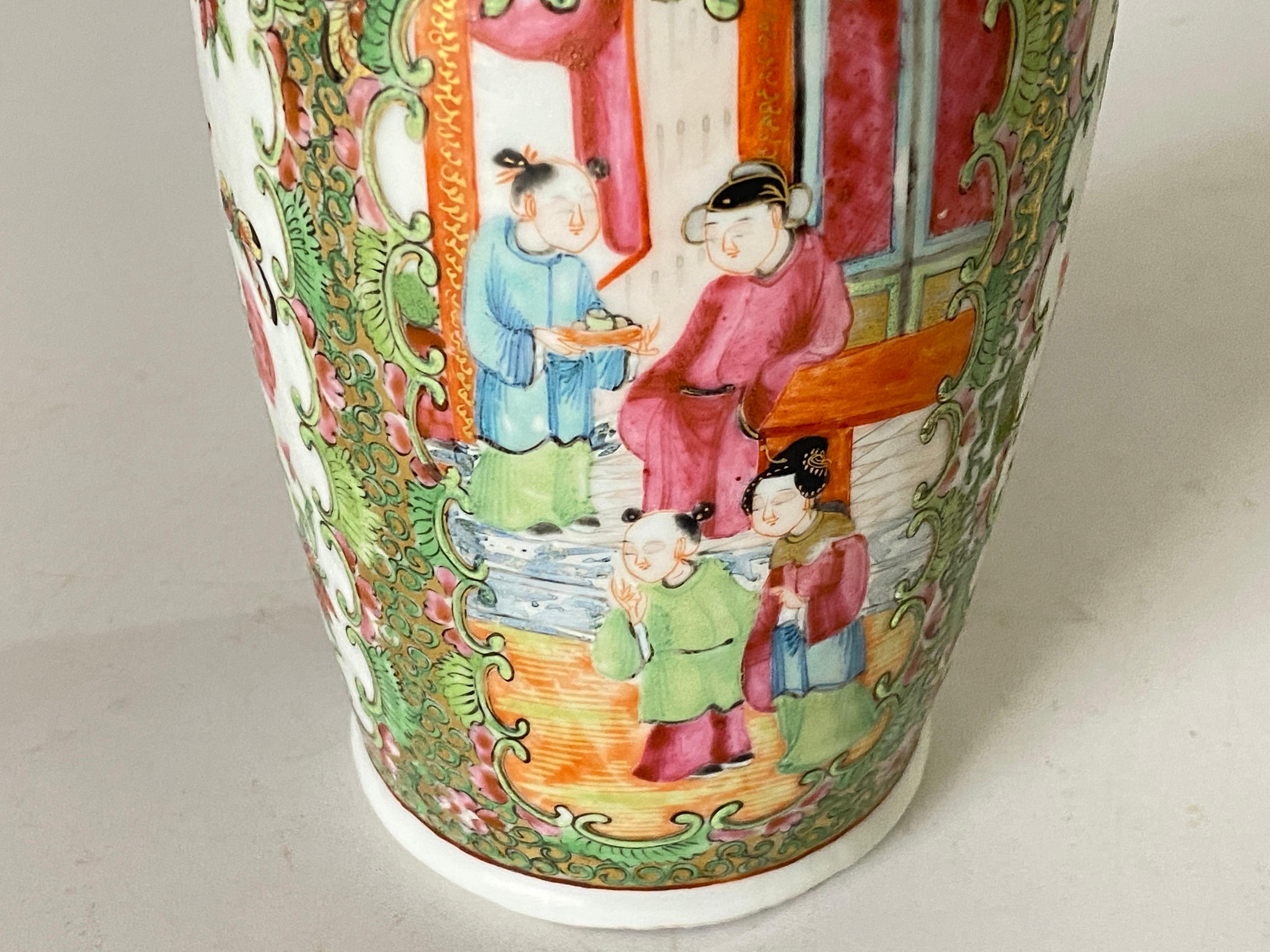 Antique Canton 'Famille Rose' Porcelain Vase, Unsigned, China, 19th Century For Sale 2