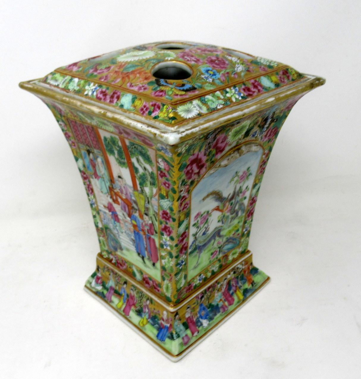 Antique Cantonese Canton Chinese Export Famille Rose Bough Cache Pot Vase Urn In Fair Condition In Dublin, Ireland
