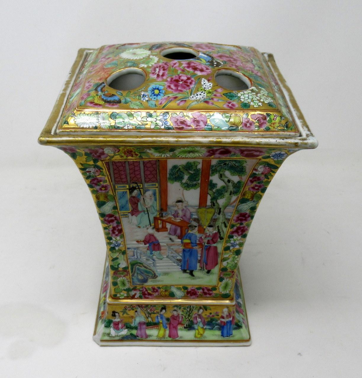 19th Century Antique Cantonese Canton Chinese Export Famille Rose Bough Cache Pot Vase Urn