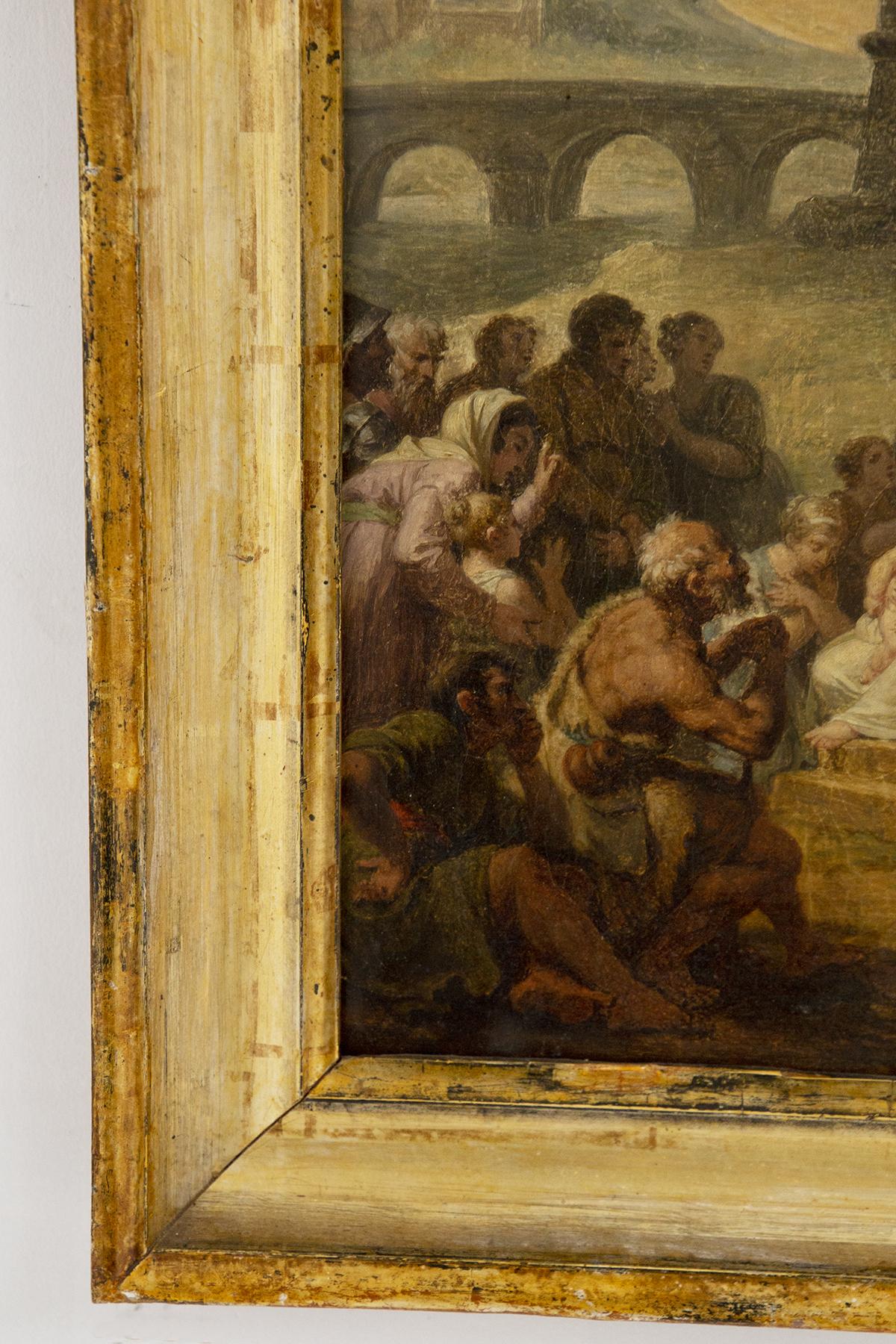 Italian Antique Canvas Depicting 'The Preaching of St. Peter' For Sale