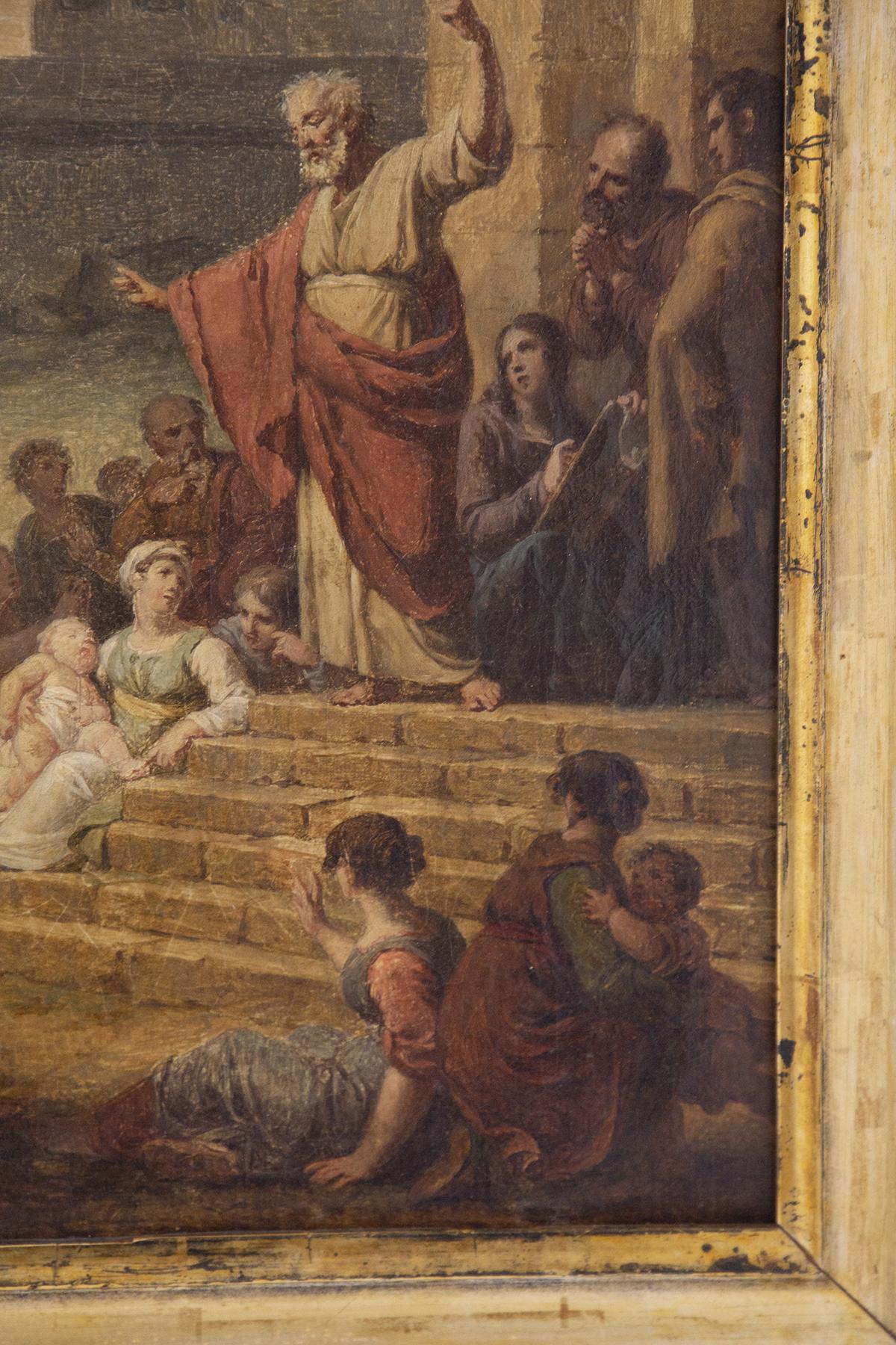 Antike Leinwand mit der Darstellung 'Die Predigt des heiligen Petrus' (Frühes 20. Jahrhundert) im Angebot