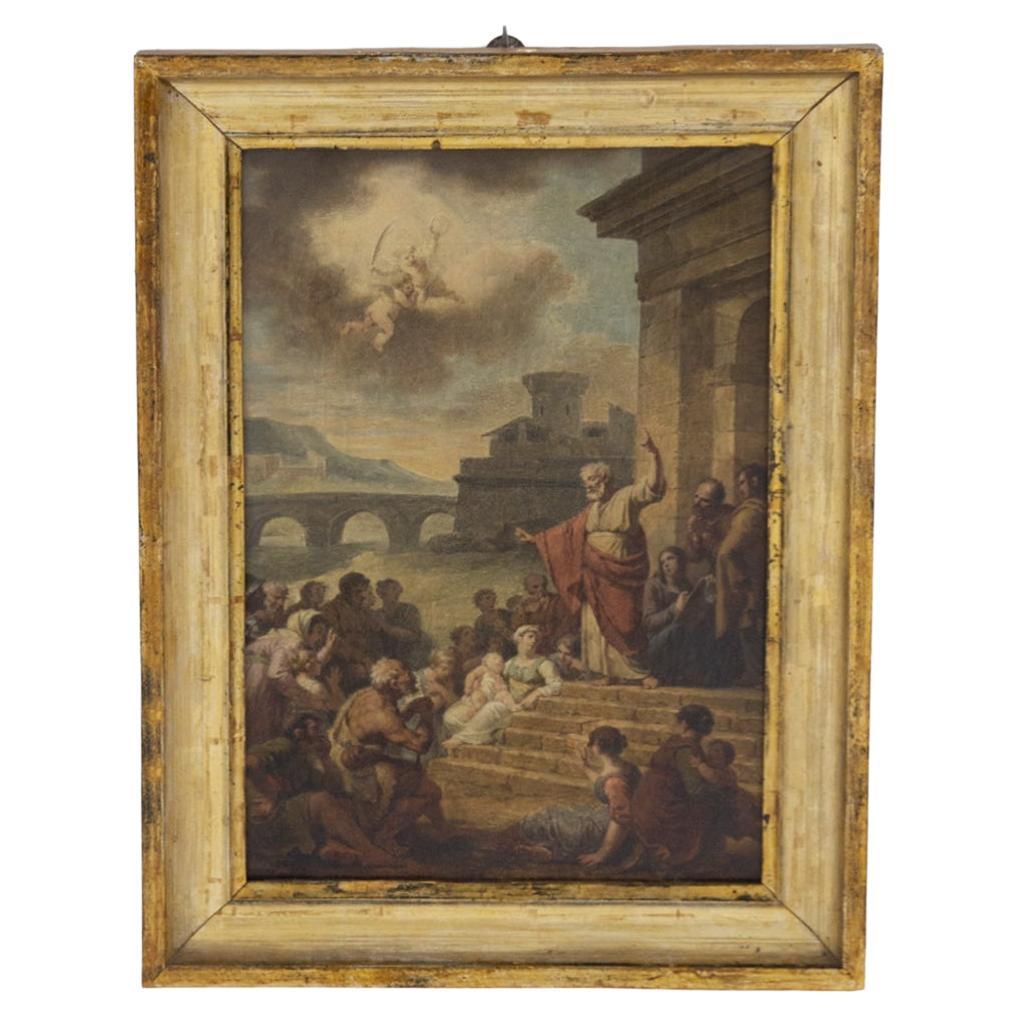 Antique Canvas Depicting 'The Preaching of St. Peter' For Sale