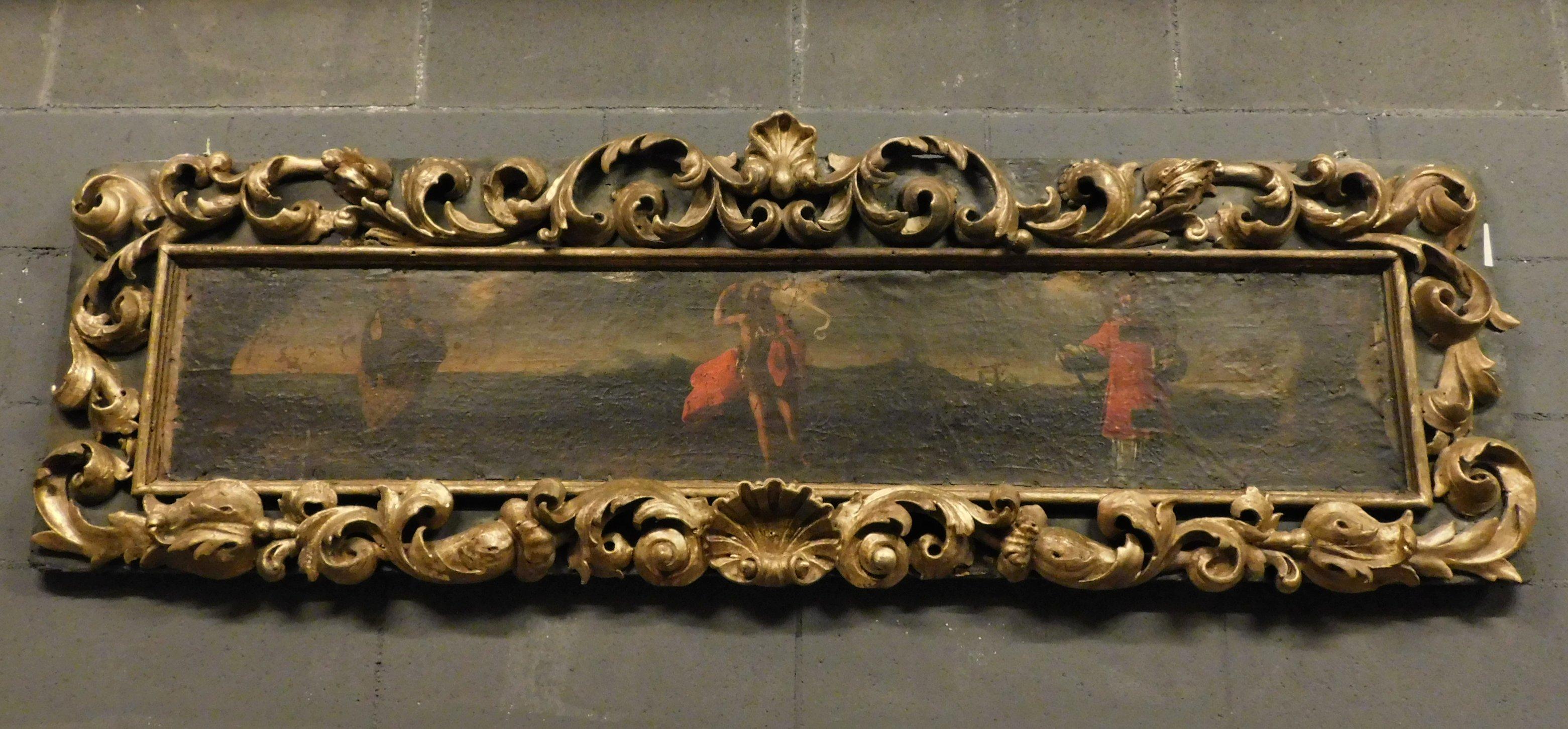 Antique Canvas Panel Painted on Wood, Rich Gold Frame, 18th Century Italy 9