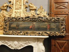 Antique Canvas Panel Painted on Wood, Rich Gold Frame, 18th Century Italy