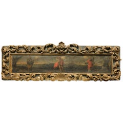 Antique Canvas Panel Painted on Wood, Rich Gold Frame, 18th Century Italy