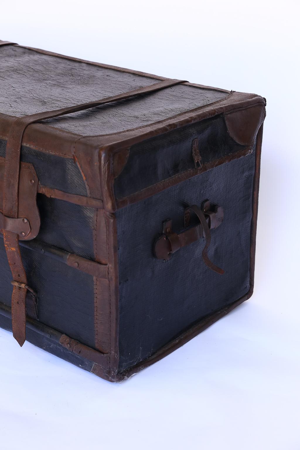 French Antique Canvas Travel Trunk