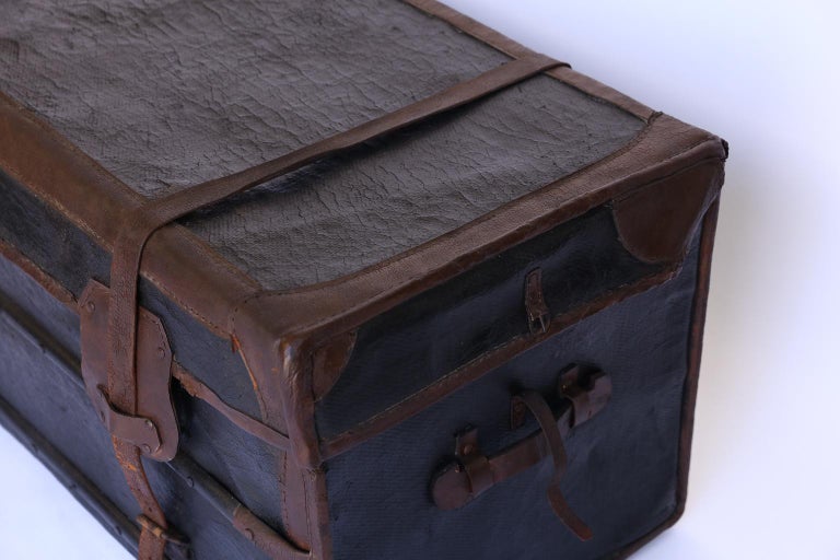 Antique Canvas Travel Trunk at 1stDibs
