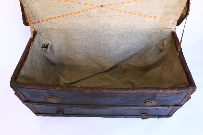 Antique Canvas Travel Trunk at 1stDibs