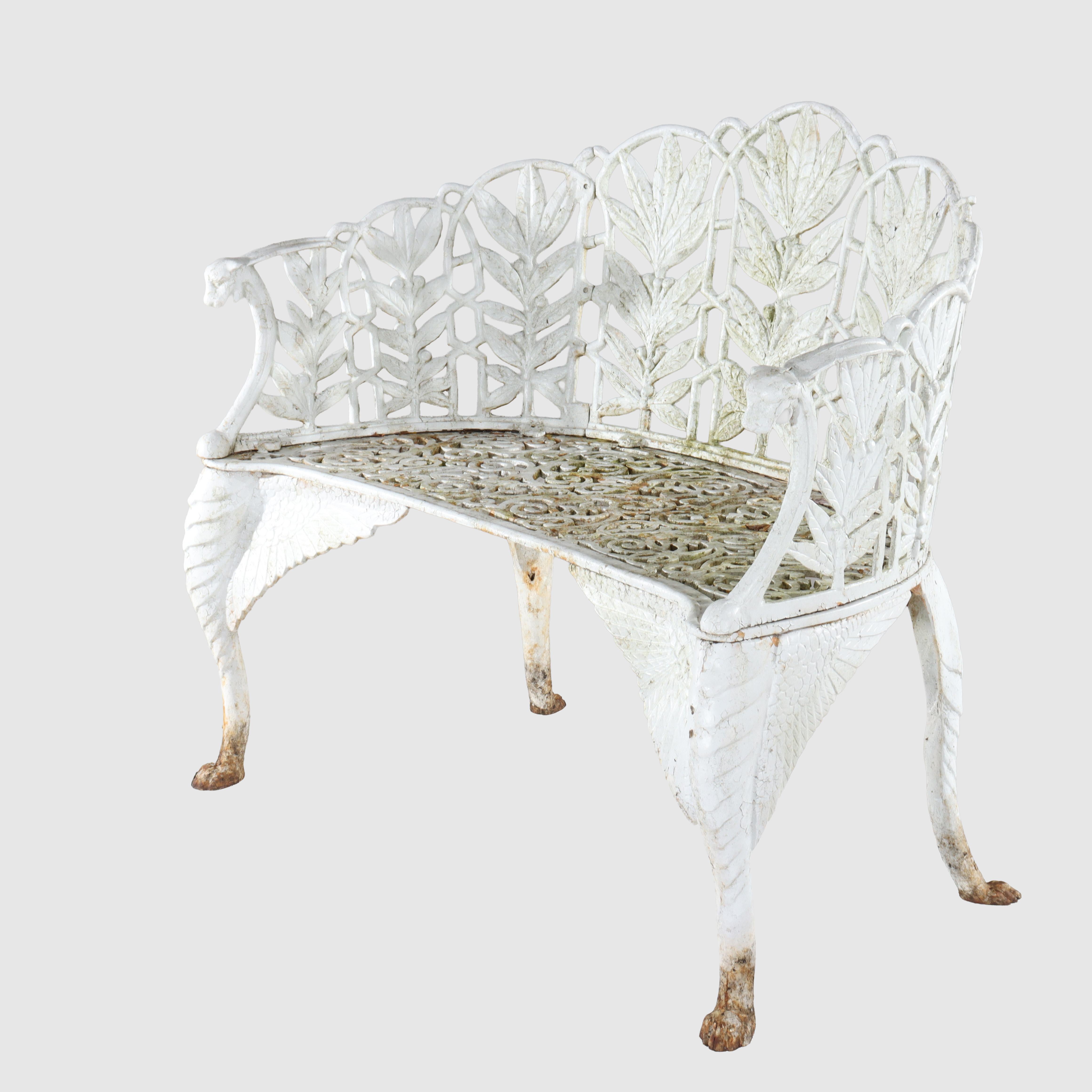 Antica panchina da giardino in ghisa Caolbrookdale a forma di felce C1890 in vendita 4