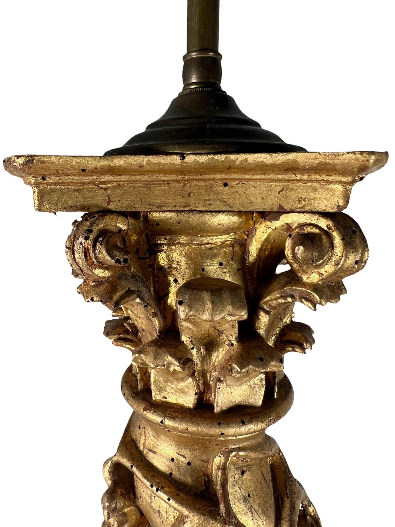 Antique Capitals Made Into Lamps In Good Condition For Sale In Dallas, TX
