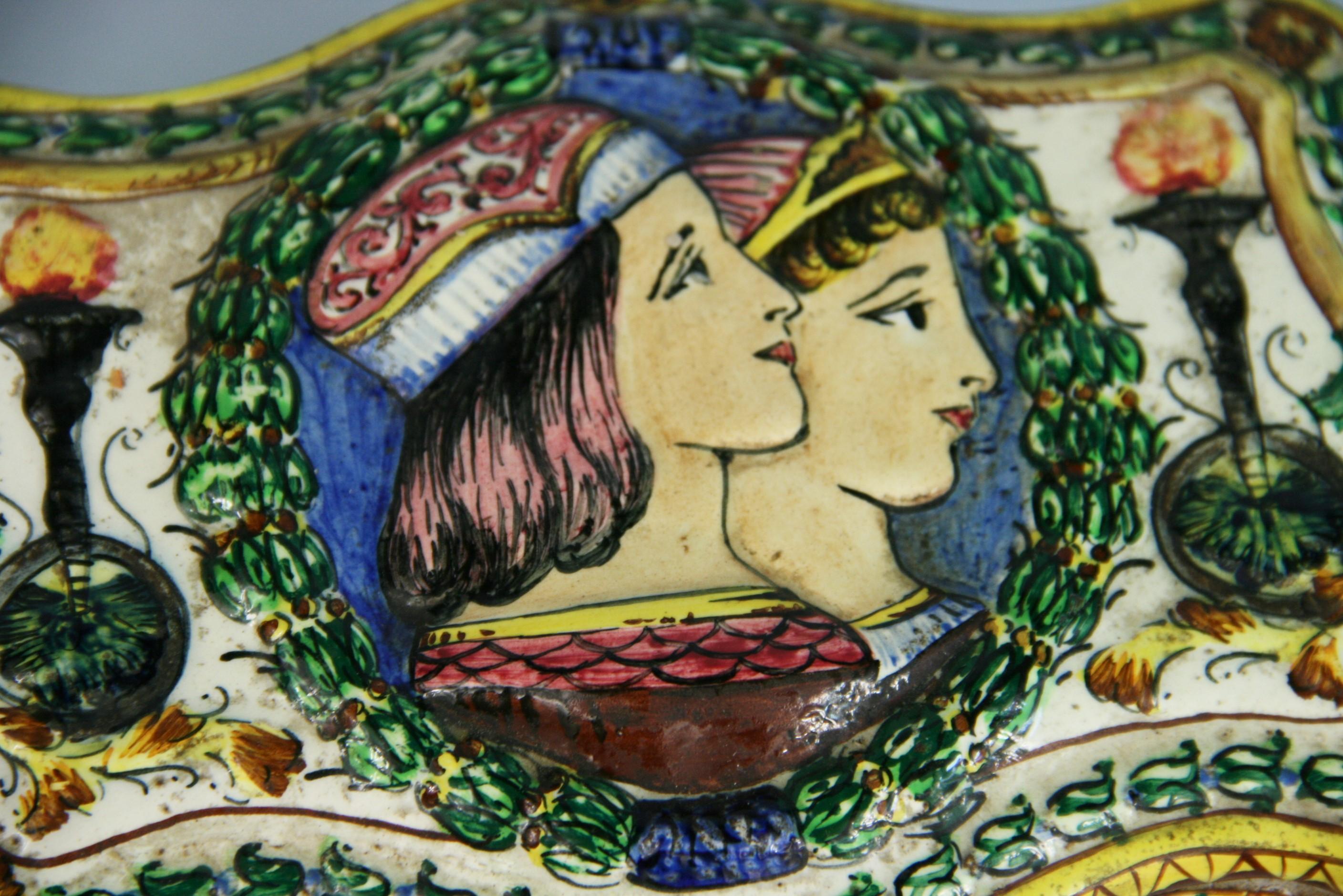 Early 20th Century Antique Capo DiMonte Hand Painted Ceramic Box circa 1920's For Sale