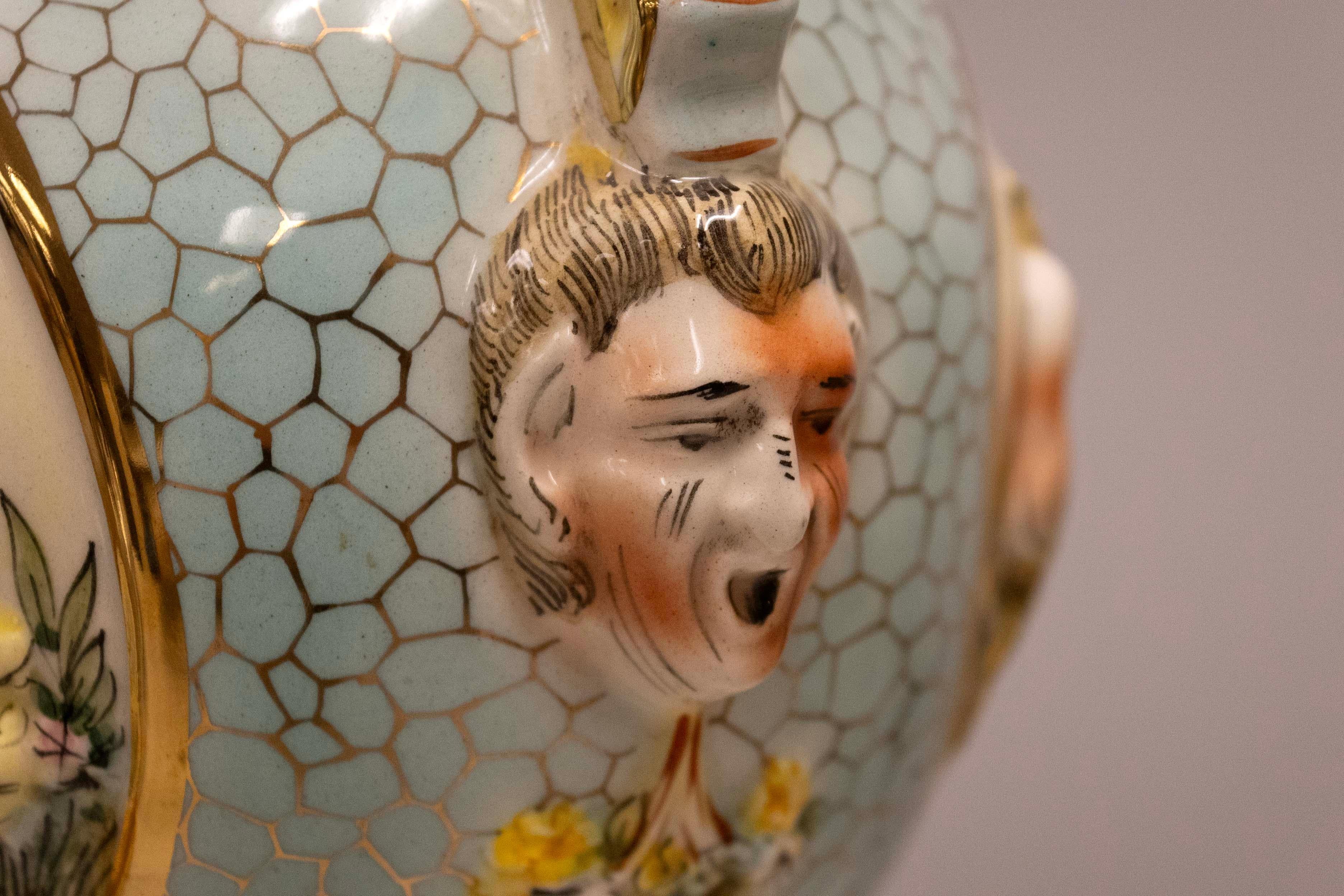 Antique Capodimonte Pair Ornate Classical Design Porcelain Vessels 2090 Italy For Sale 4