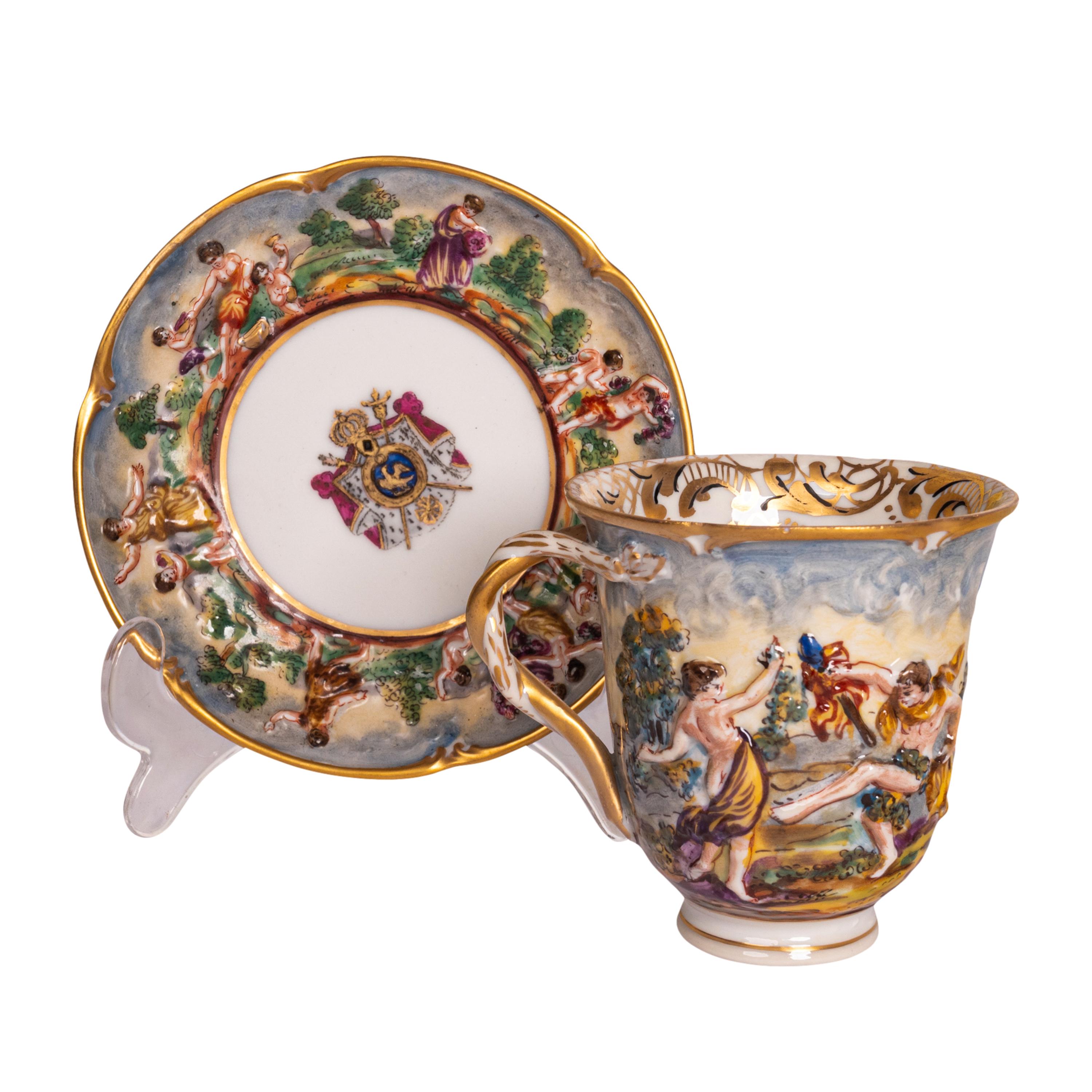 Antique Capodimonte Porcelain 215 Piece Dinner Service Napoleon 