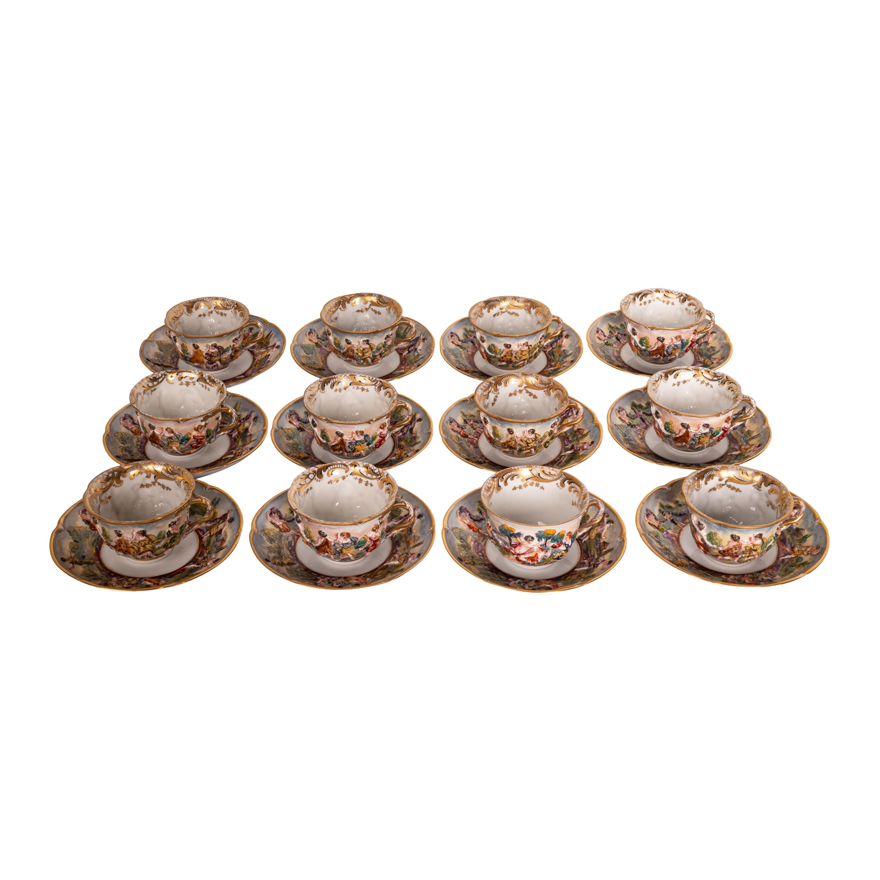Antique Capodimonte Porcelain 215 Piece Dinner Service Napoleon 