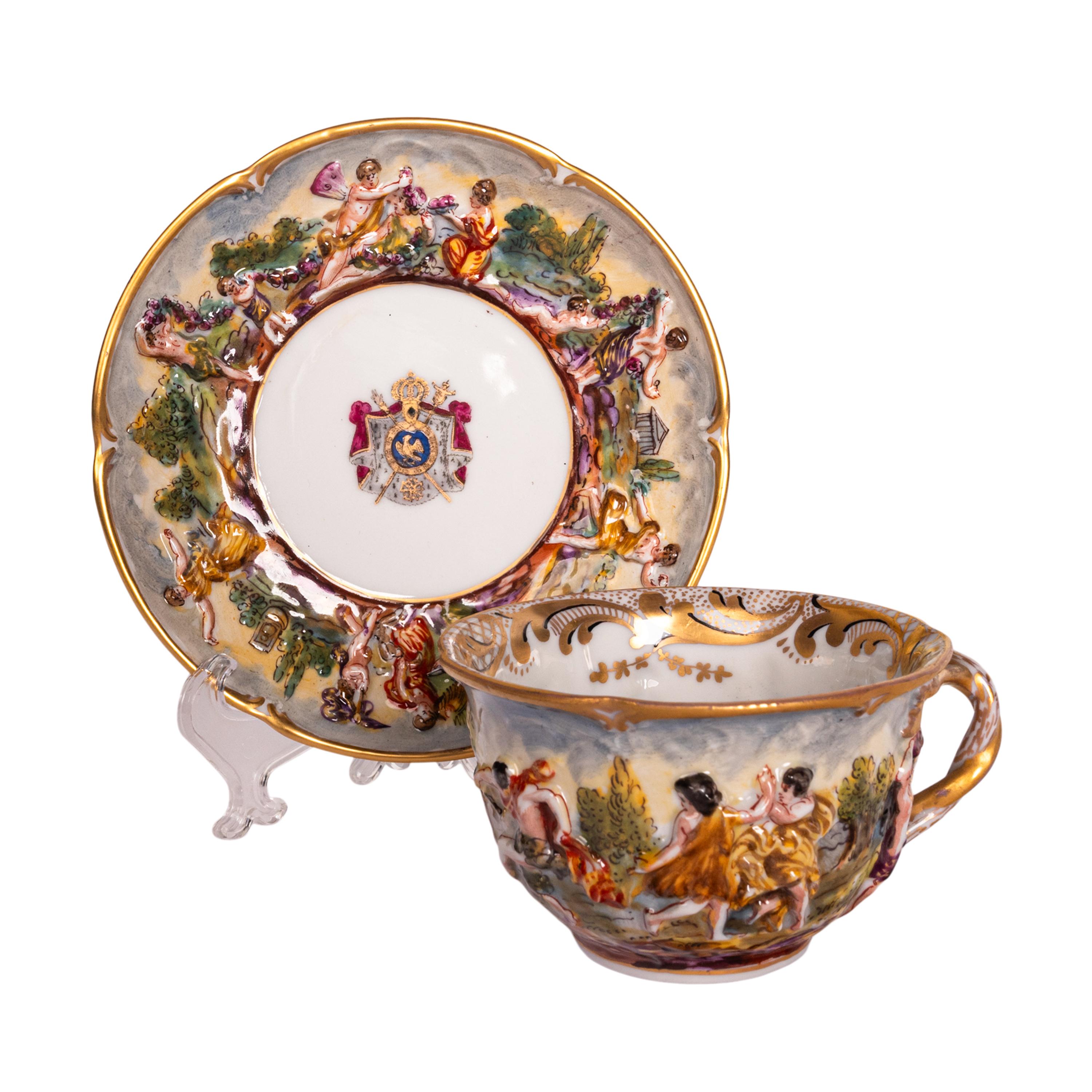 Antique Capodimonte Porcelain 215 Piece Dinner Service Napoleon 
