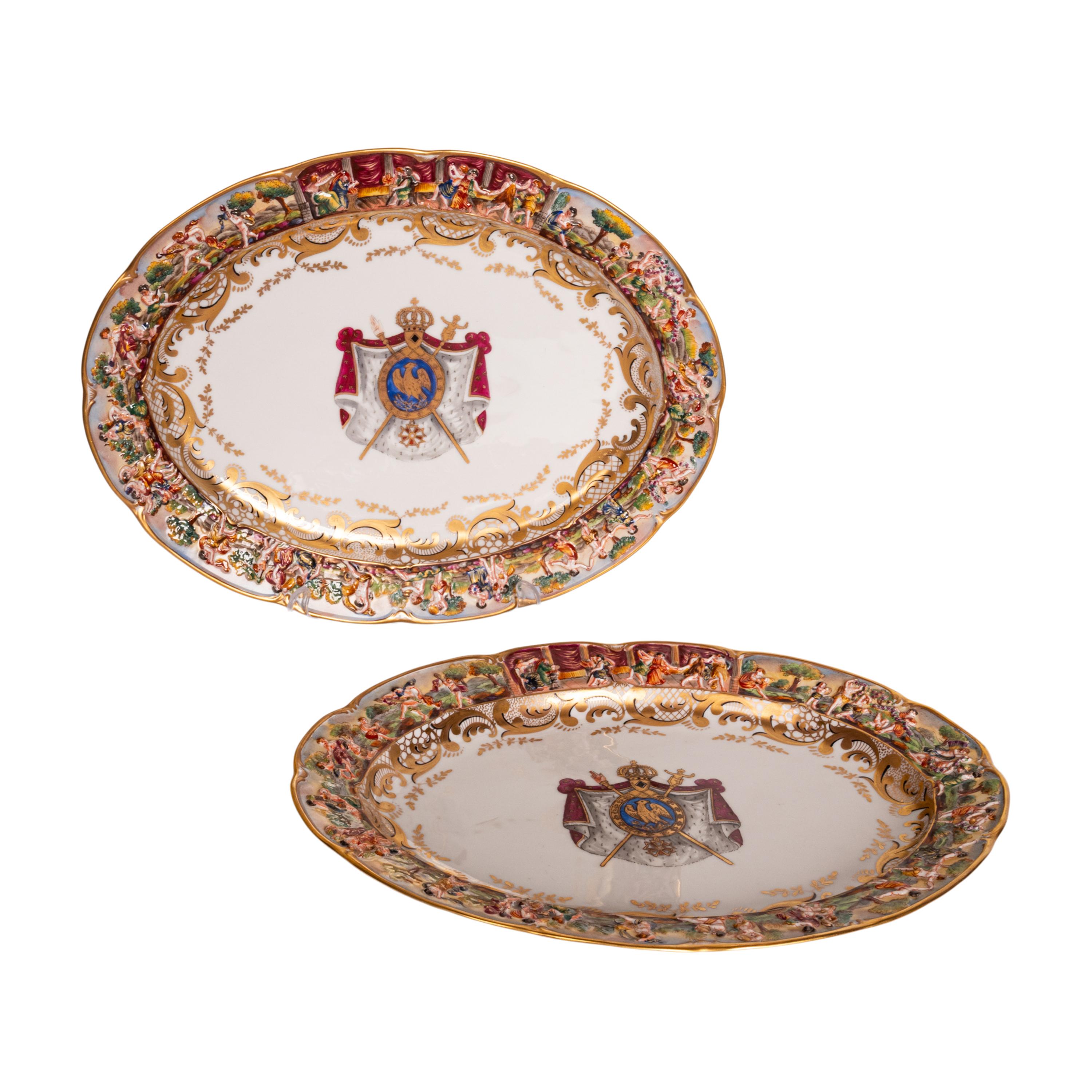 Antique Capodimonte Porcelain 215 Piece Dinner Service Napoleon 
