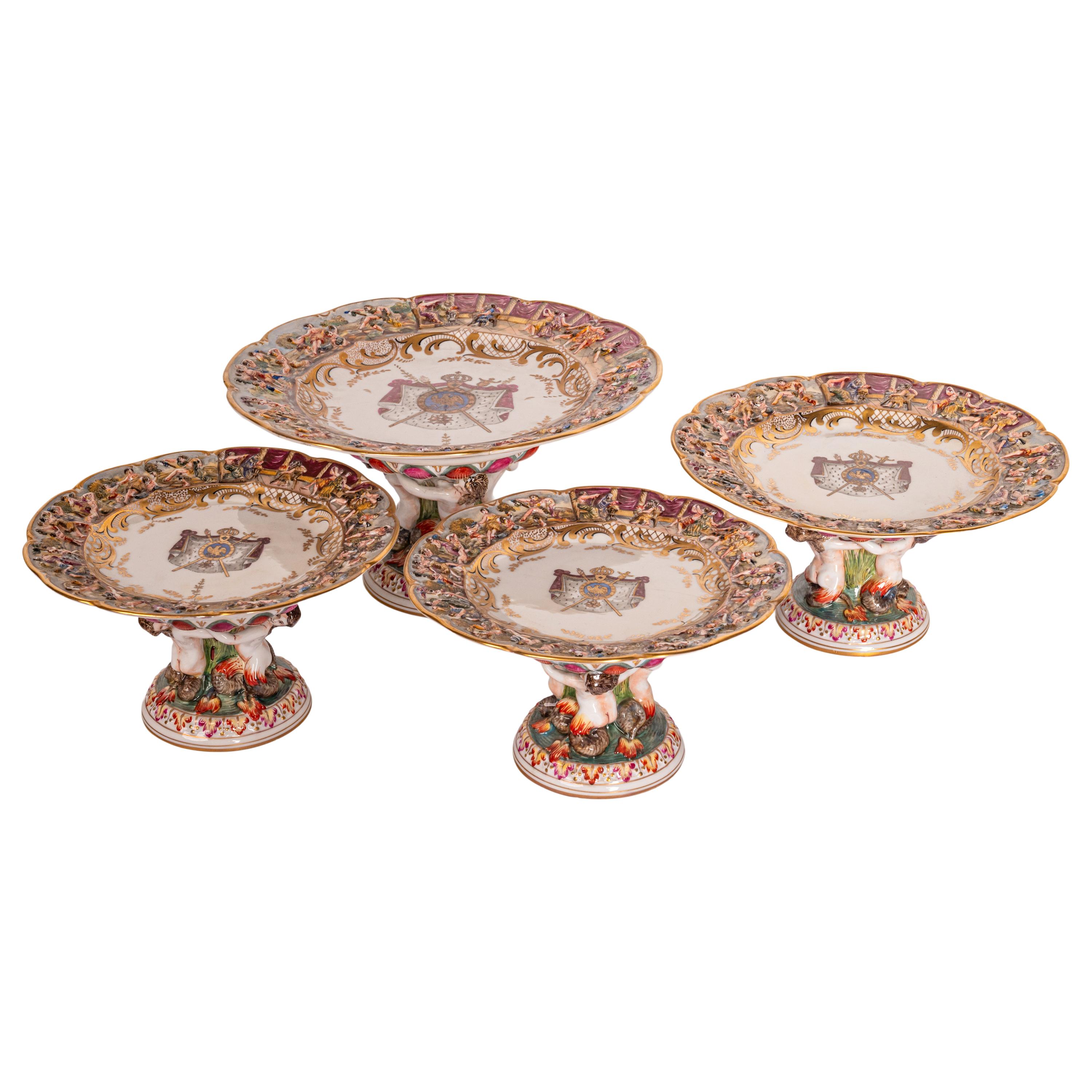 Antique Capodimonte Porcelain 215 Piece Dinner Service Napoleon 