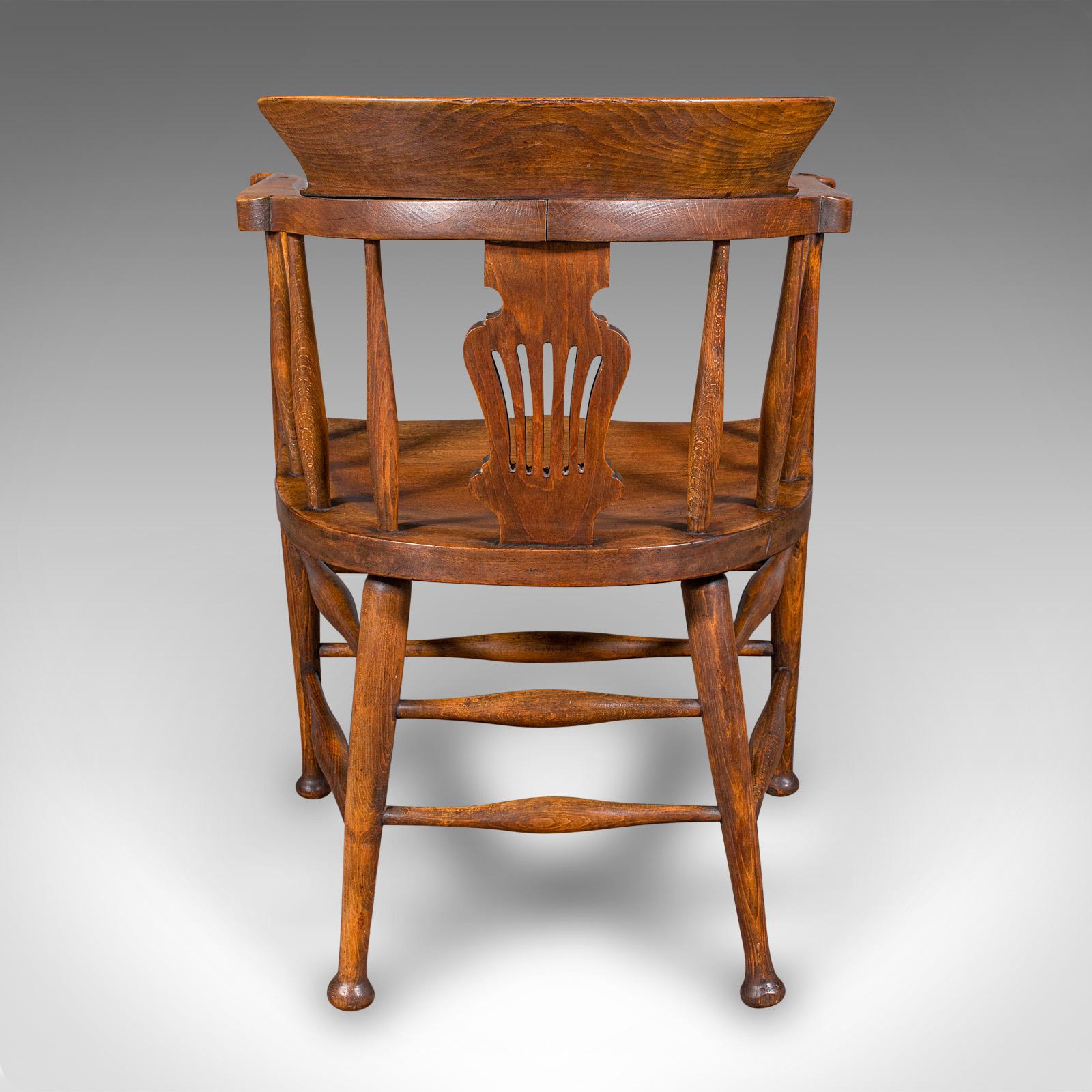 Antiker Kapitänsstuhl, englische Buche, Heimbüro, Ellbogensitz, viktorianisch, 1870 (Britisch) im Angebot