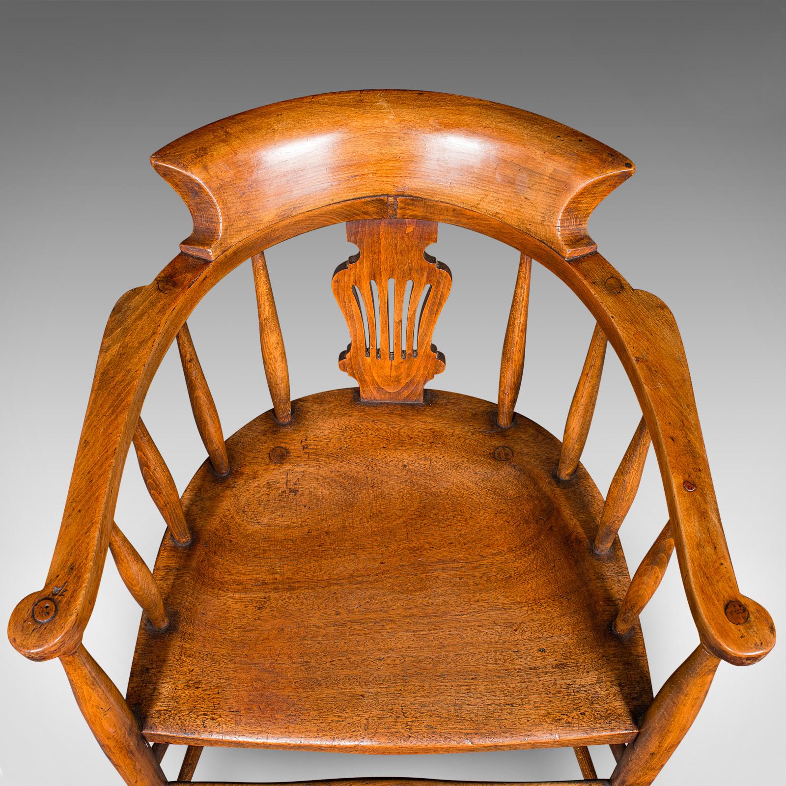 Antiker Kapitänsstuhl, englische Buche, Heimbüro, Ellbogensitz, viktorianisch, 1870 (Buchenholz) im Angebot