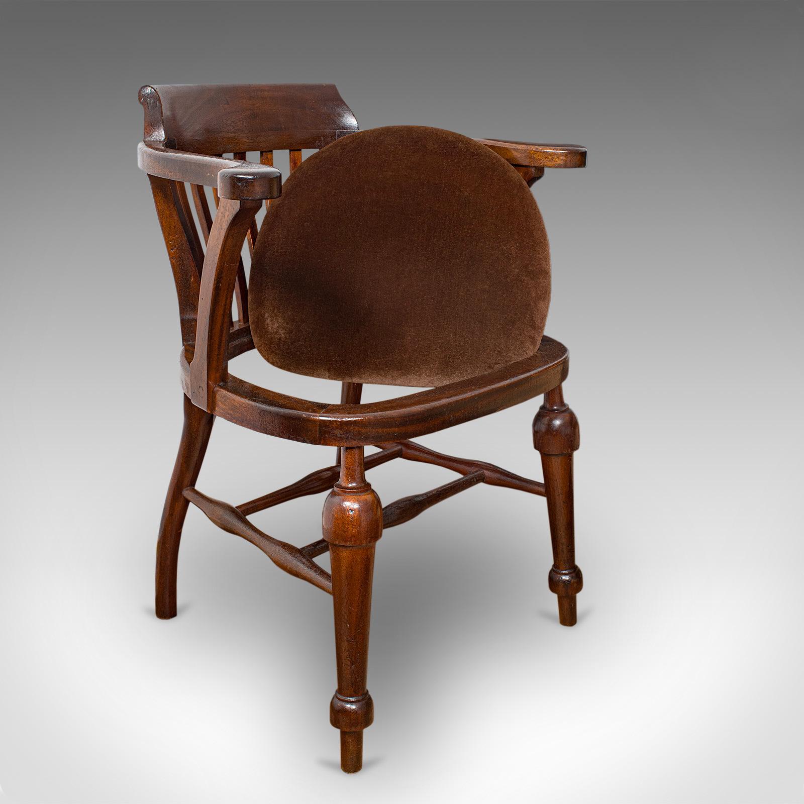 Antique Captain's Chair, English, Mahogany, Armchair, Seat, Edwardian circa 1910 5