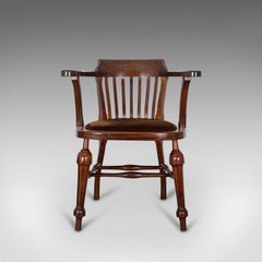 Antique Captain's Chair, English, Mahogany, Armchair, Seat, Edwardian circa 1910