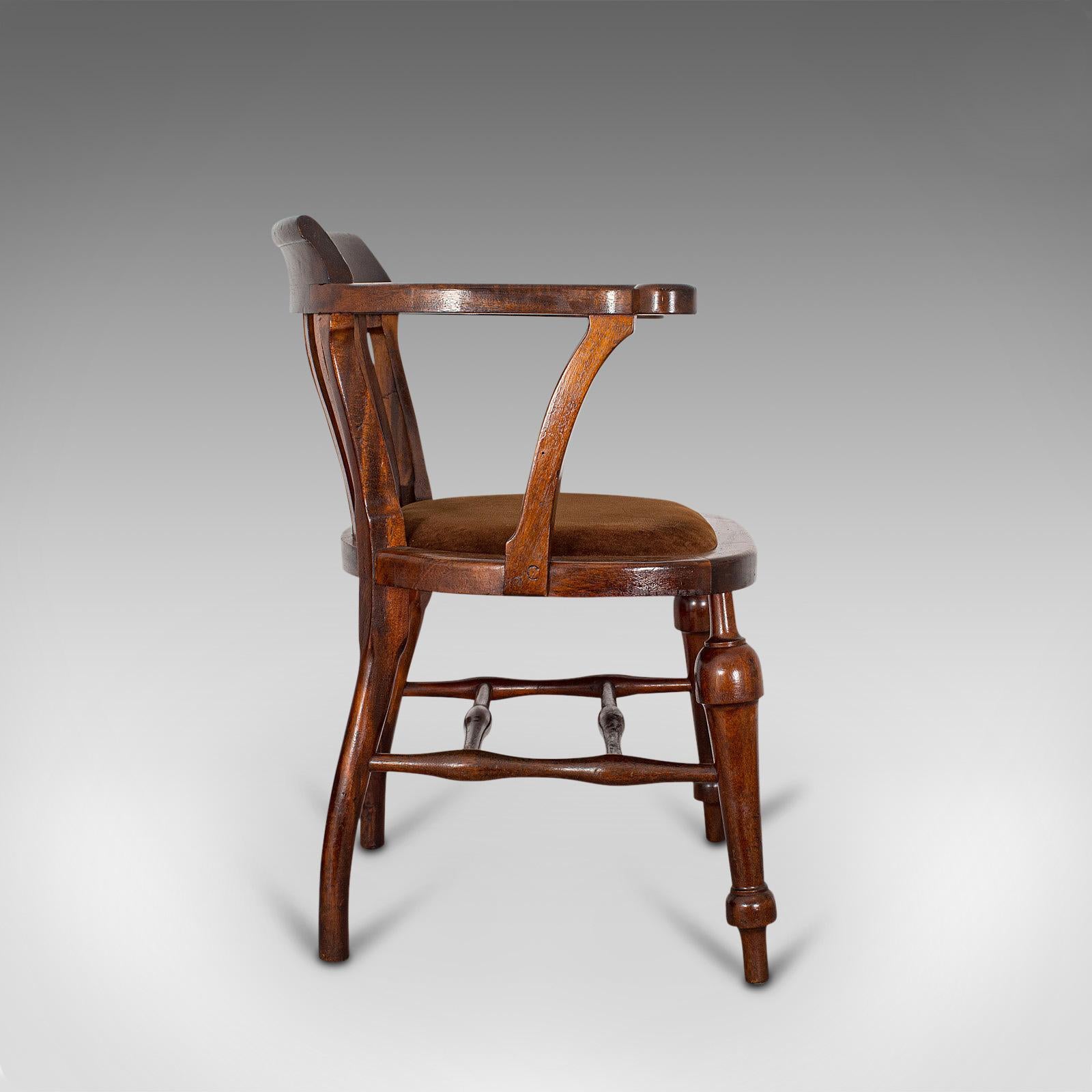 Antique Captain's Chair, English, Mahogany, Armchair, Seat, Edwardian circa 1910 In Good Condition In Hele, Devon, GB