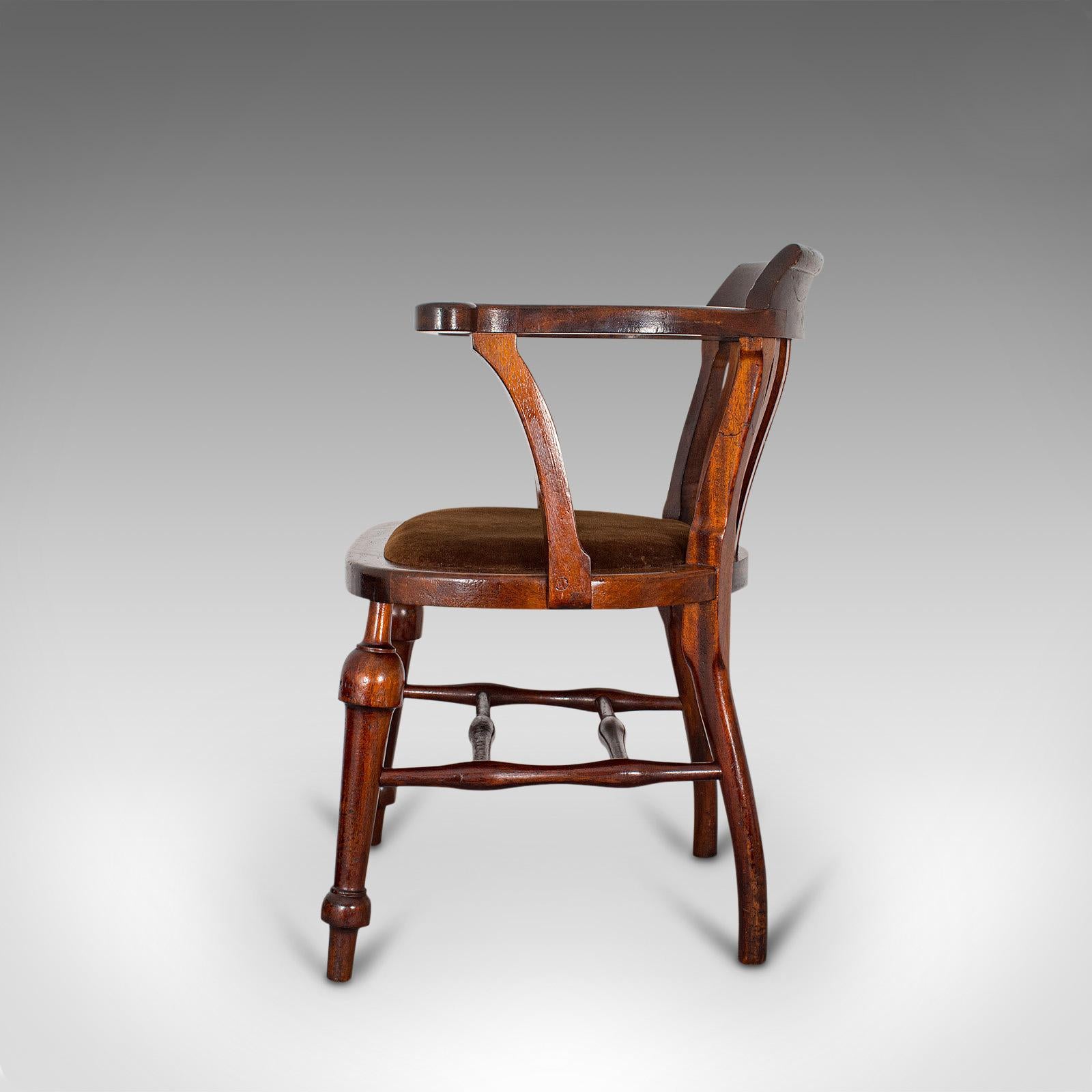 20th Century Antique Captain's Chair, English, Mahogany, Armchair, Seat, Edwardian circa 1910