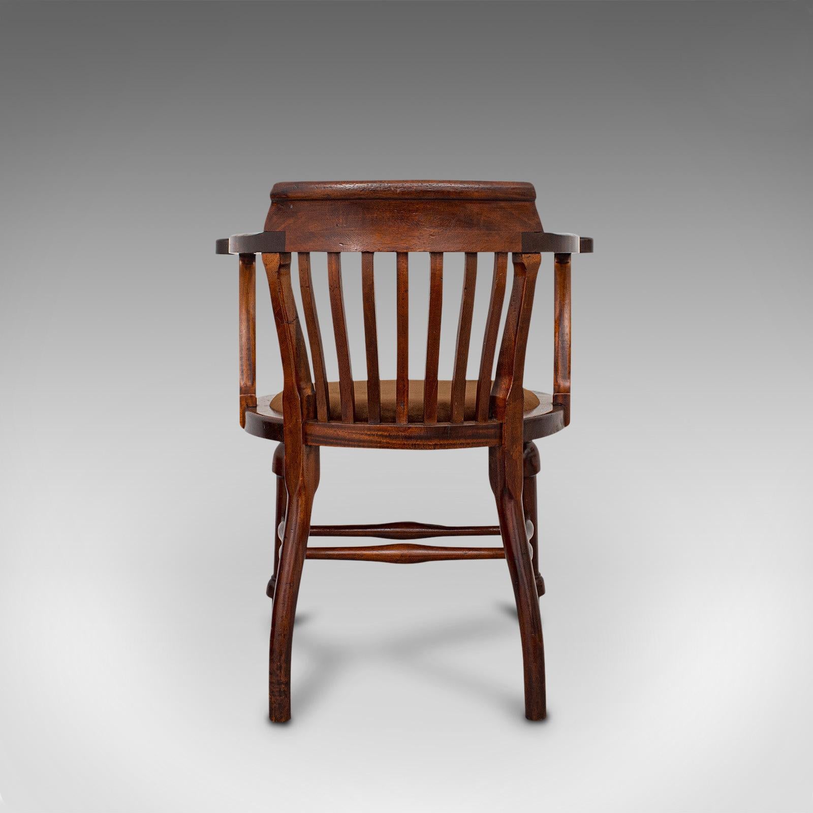 Antique Captain's Chair, English, Mahogany, Armchair, Seat, Edwardian circa 1910 1
