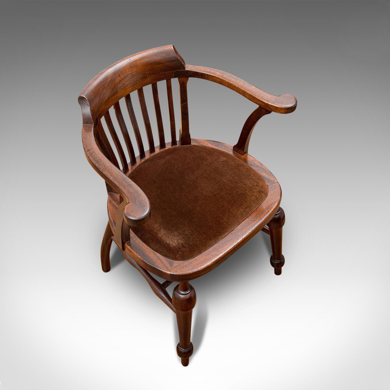 Antique Captain's Chair, English, Mahogany, Armchair, Seat, Edwardian circa 1910 2