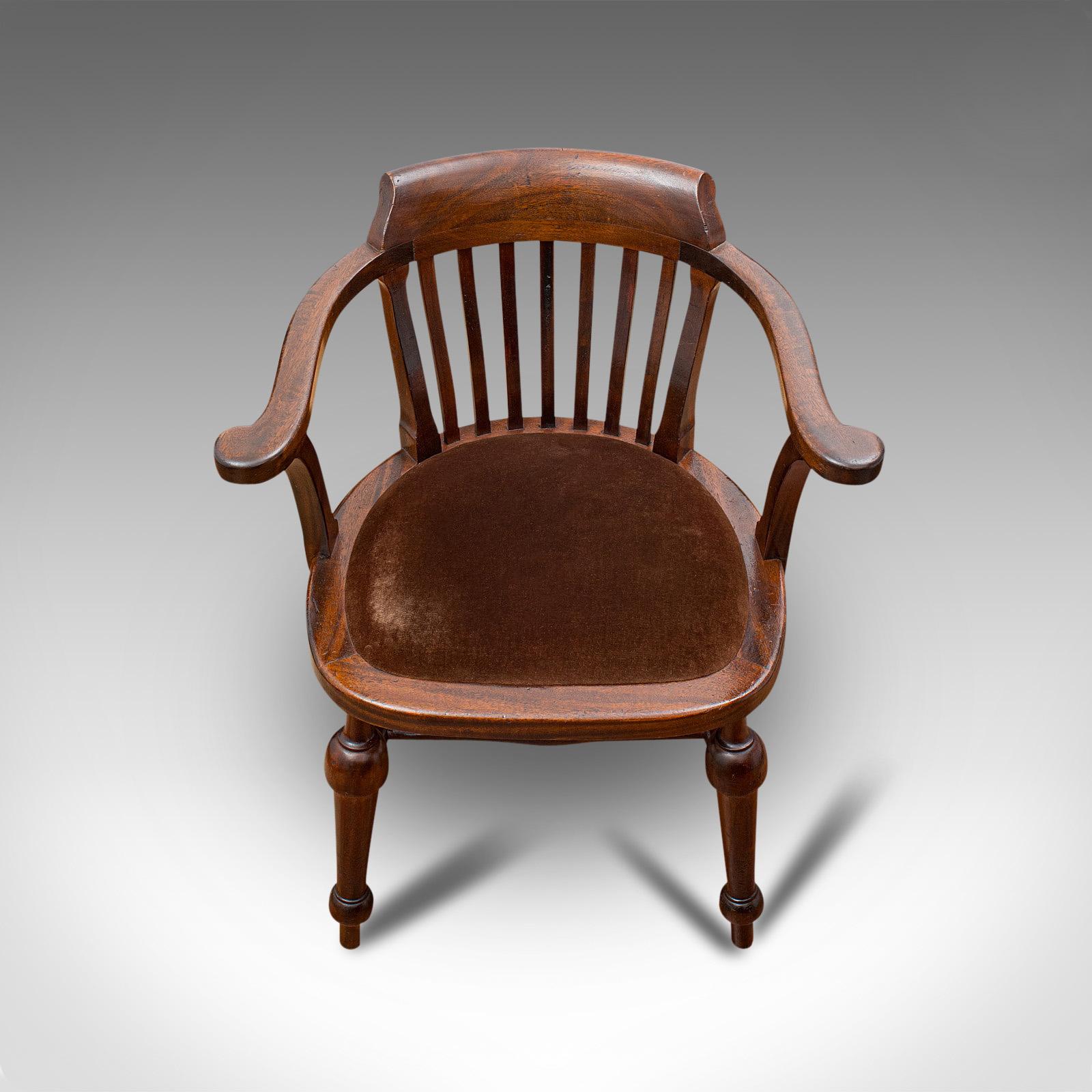 Antique Captain's Chair, English, Mahogany, Armchair, Seat, Edwardian circa 1910 3