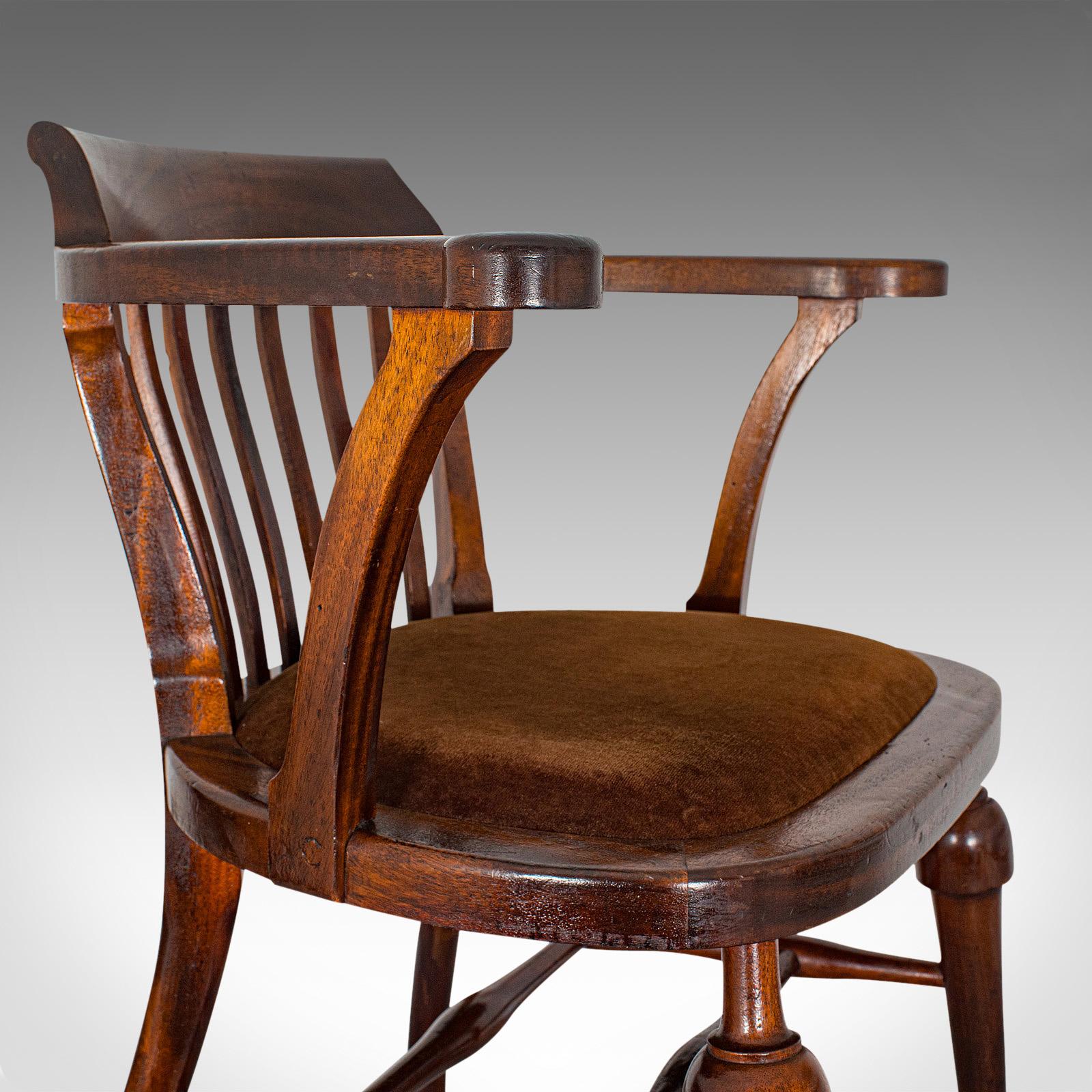 Antique Captain's Chair, English, Mahogany, Armchair, Seat, Edwardian circa 1910 4
