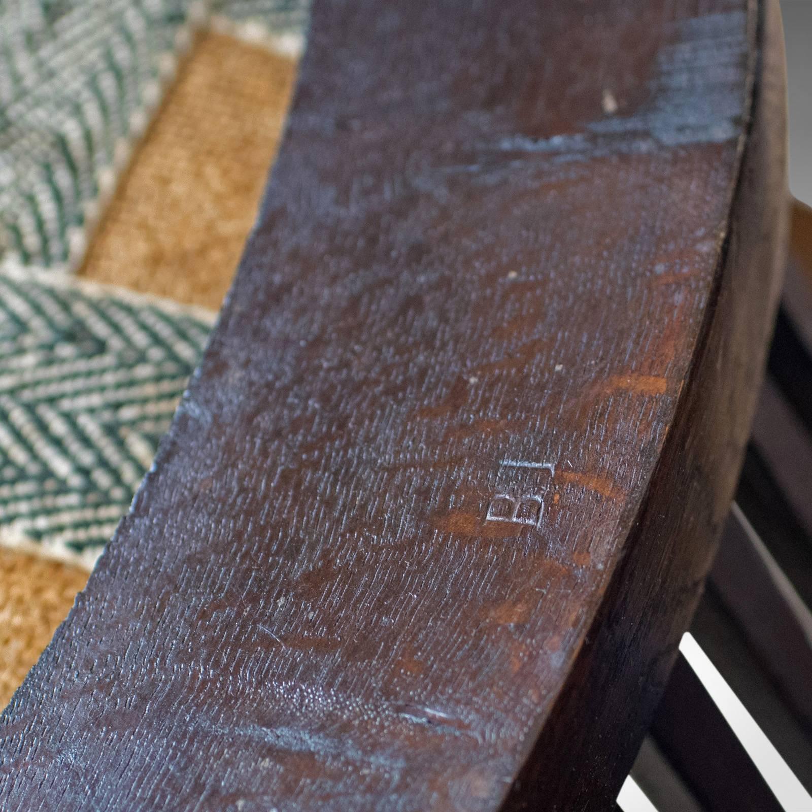 Antique Captain's Chair, English, Oak, Bow-Back, Leather, Smokers circa 1910 1