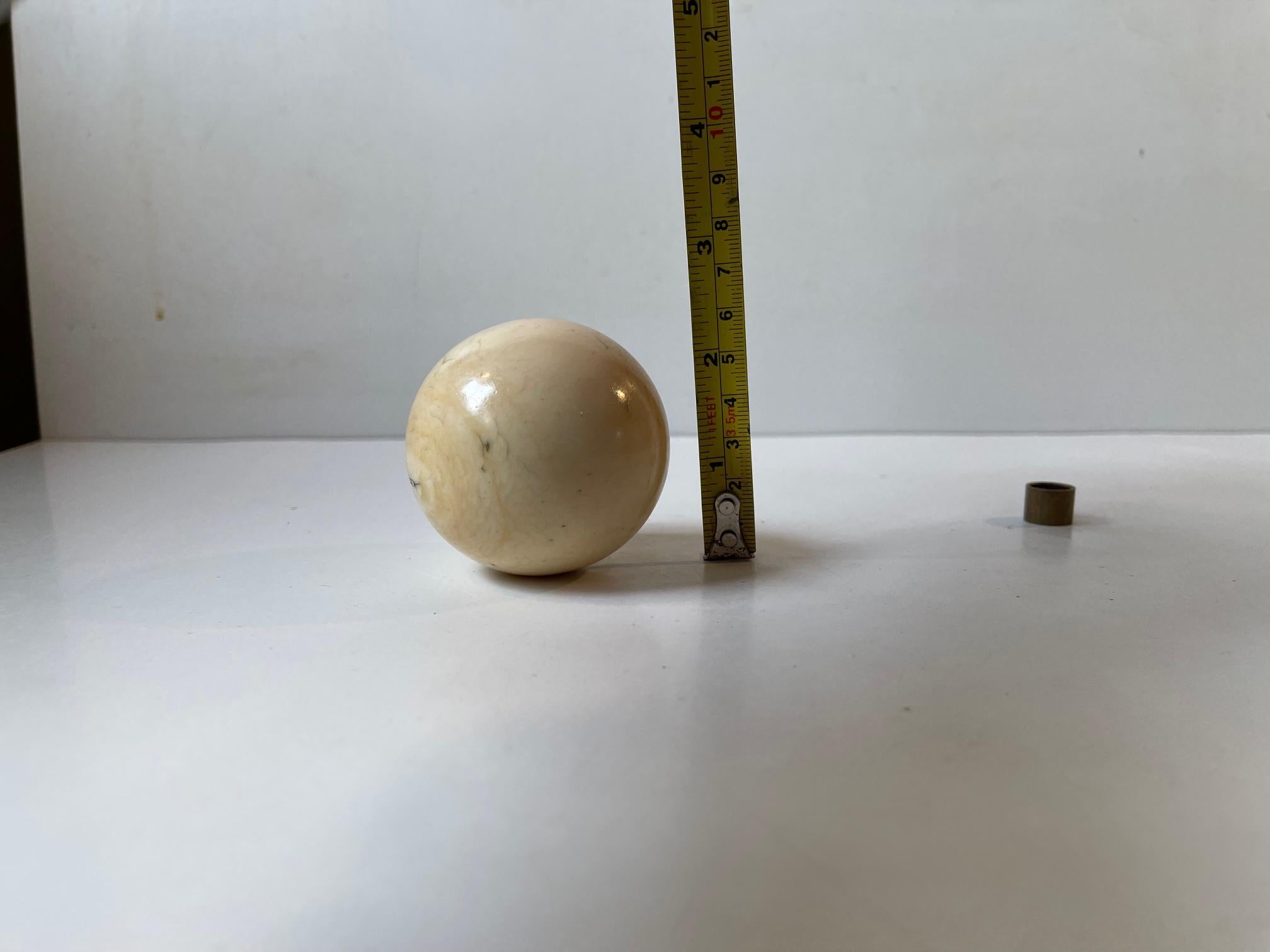 French Antique Caram Billiard Cue Ball in Bone, 19th Century, France