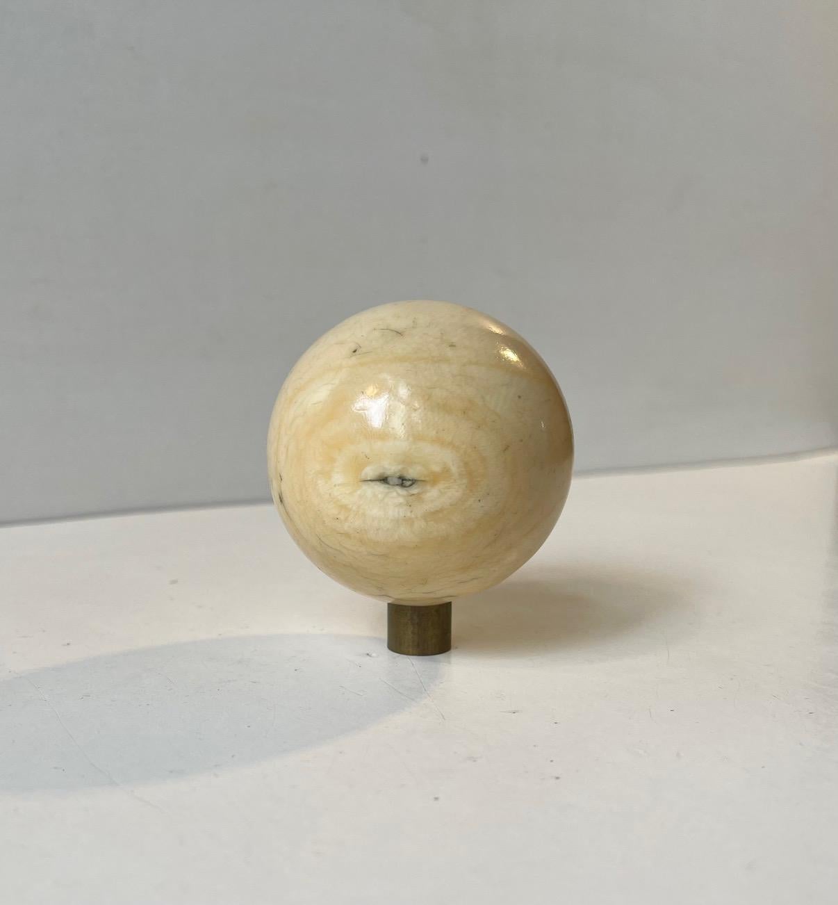 Antique Caram Billiard Cue Ball in Bone, 19th Century, France 1