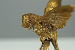 Antique Card Holder, Brass, Parrot, France, Around 1880
