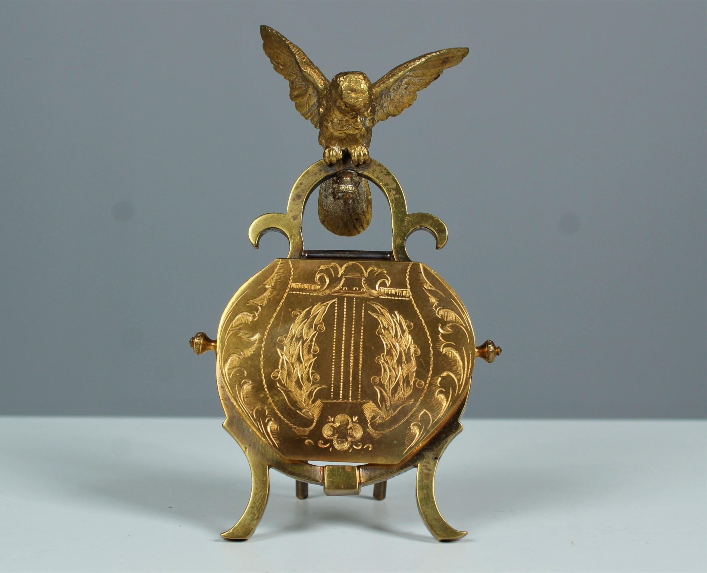 French Antique Card Holder, Brass, Parrot, France, Around 1880 For Sale